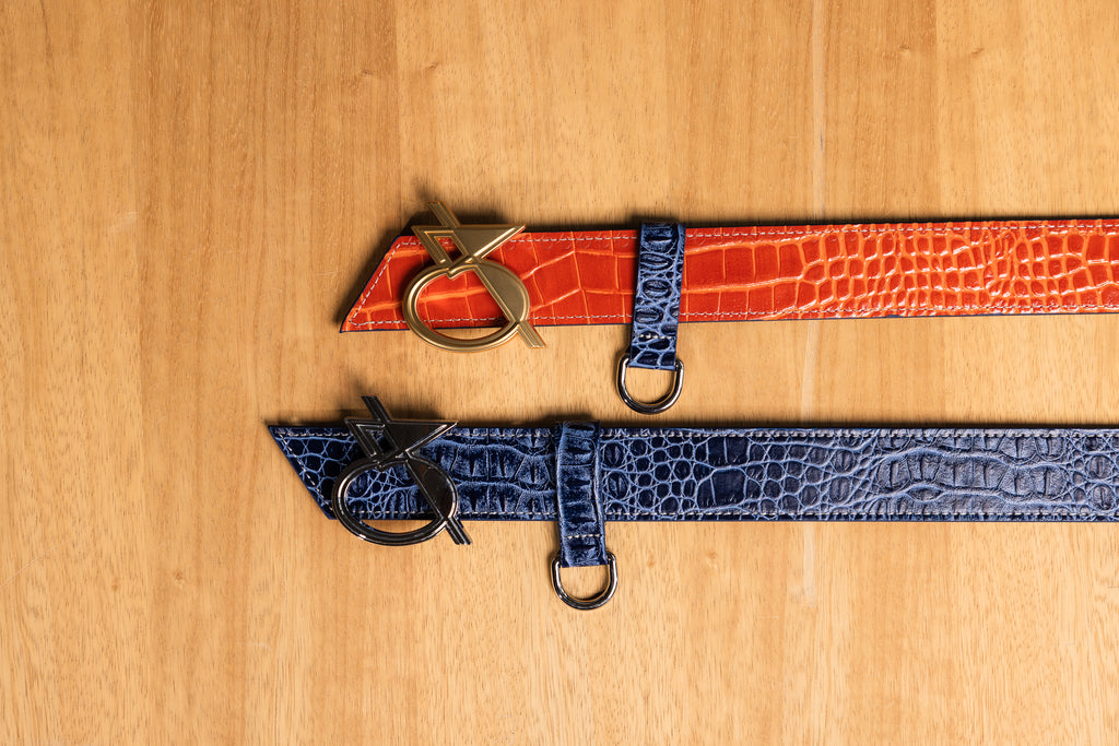 Ceinture Trophée Croco Bleu et Orange