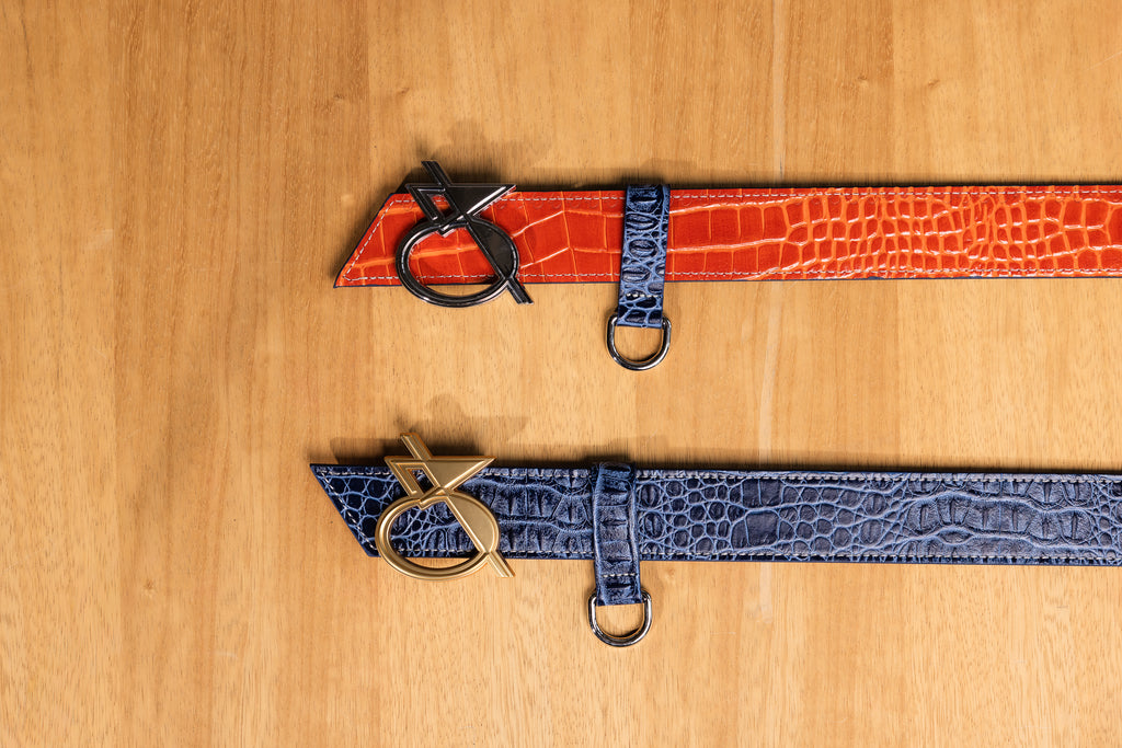 Ceinture Trophée Croco Bleu et Orange