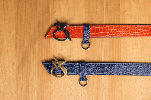 Ceinture Trophée Croco Bleu et Orange