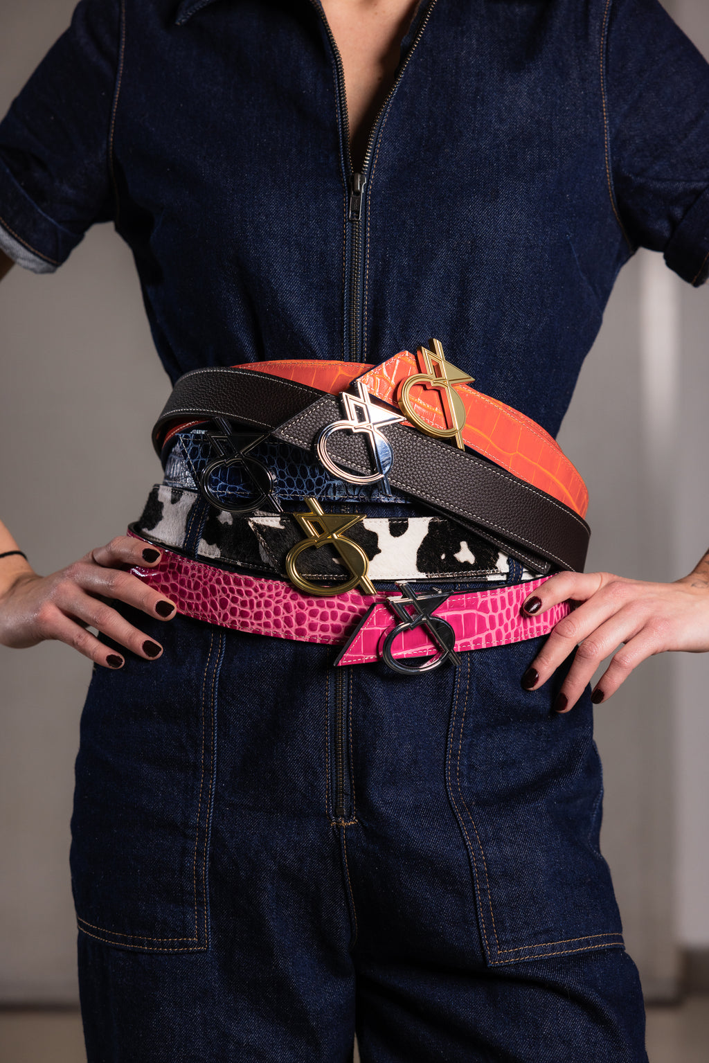 Ceinture Trophée Croco Bleu et Orange